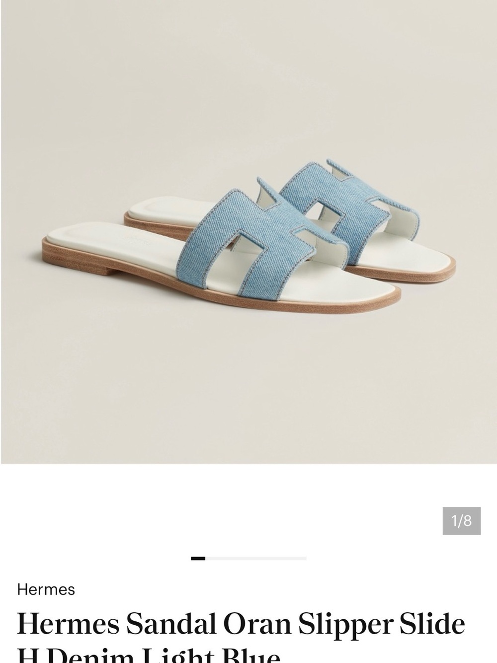 Hermes Denim Oran Slide Sandal - Light Blue